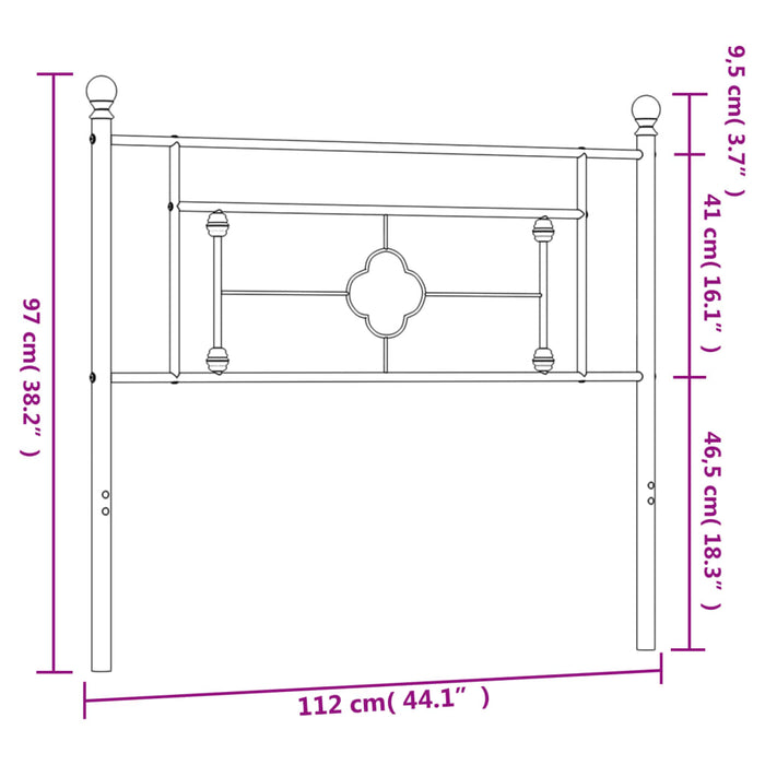 Metal Headboard Black 107 cm