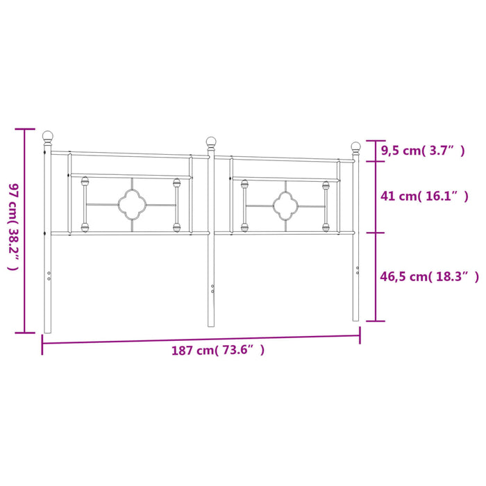 Metal Headboard Black 180 cm