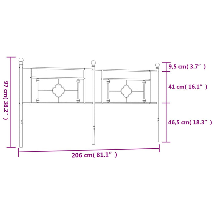 Metal Headboard Black 200 cm