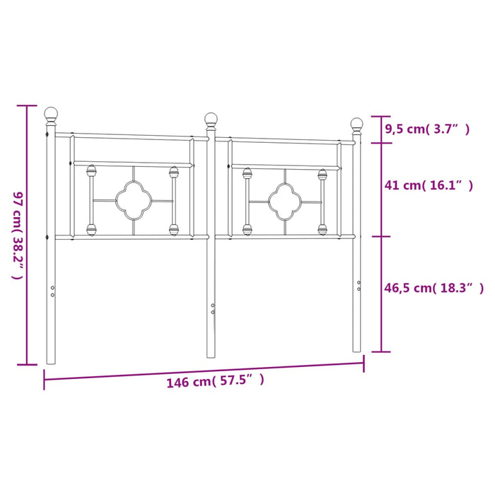 Metal Headboard White 140 cm