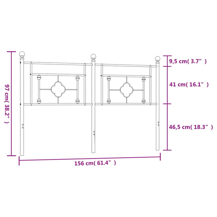 Metal Headboard White 150 cm