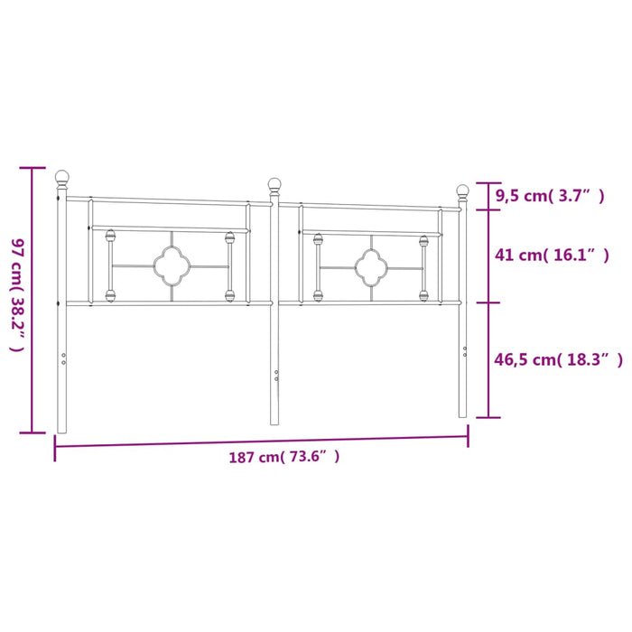 Metal Headboard White 180 cm