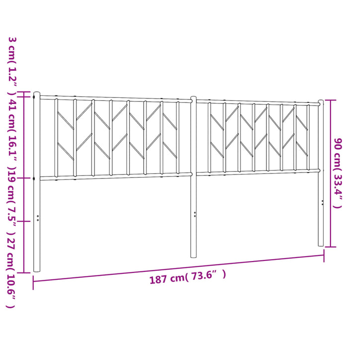 Metal Headboard Black 180 cm