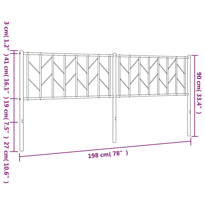 Metal Headboard Black 193 cm