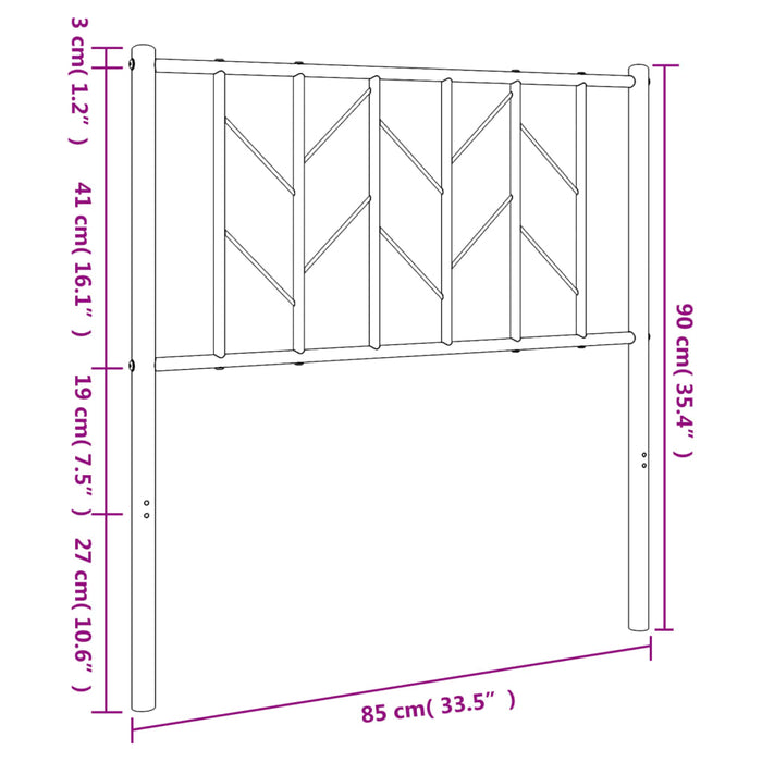 Metal Headboard White 80 cm