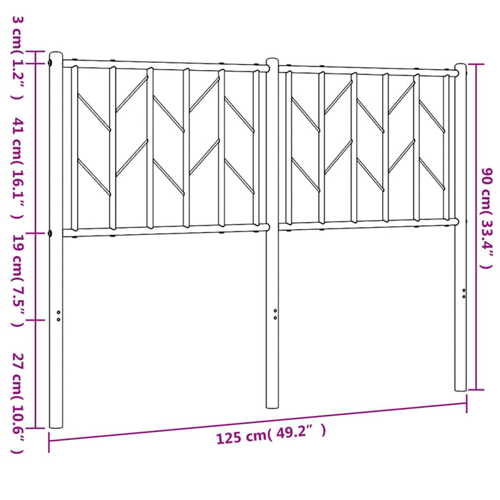 Metal Headboard White 120 cm