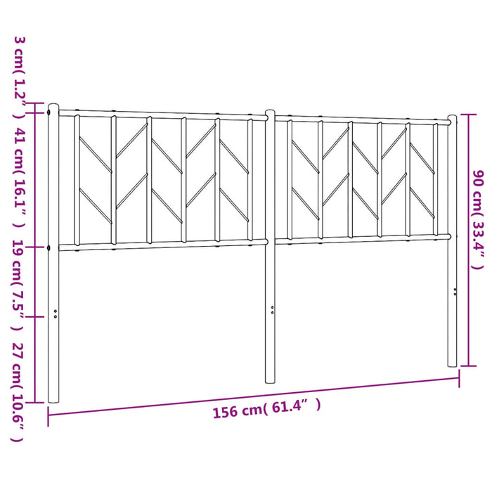 Metal Headboard White 150 cm