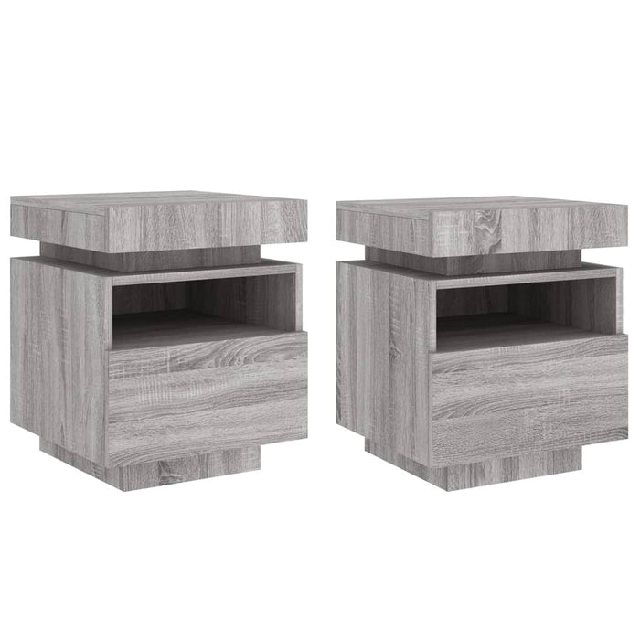 Bedside Cabinets with LED Lights 2 pcs Grey Sonoma 40x39x48.5 cm