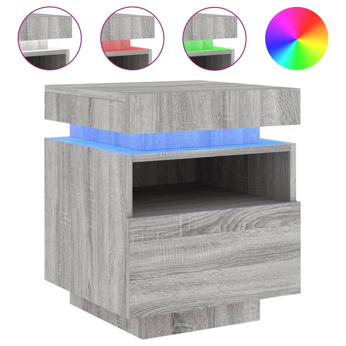 Bedside Cabinets with LED Lights 2 pcs Grey Sonoma 40x39x48.5 cm