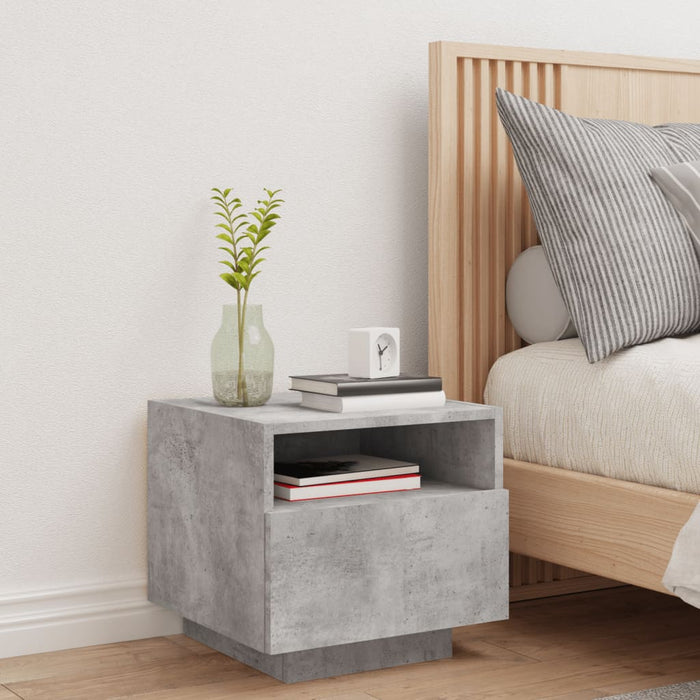 Bedside Cabinet with LED Lights Concrete Grey 40x39x37 cm