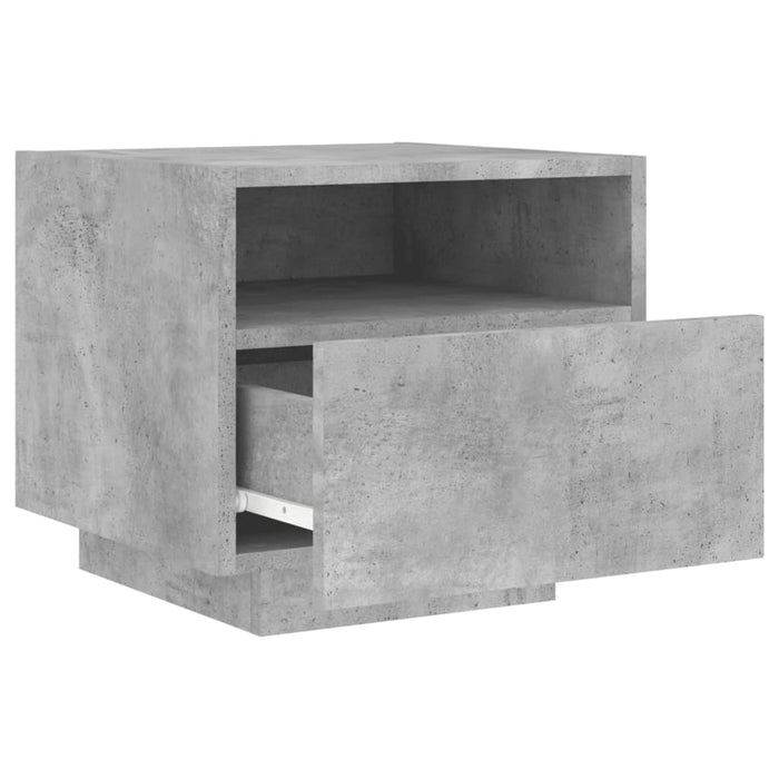 Bedside Cabinet with LED Lights Concrete Grey 40x39x37 cm