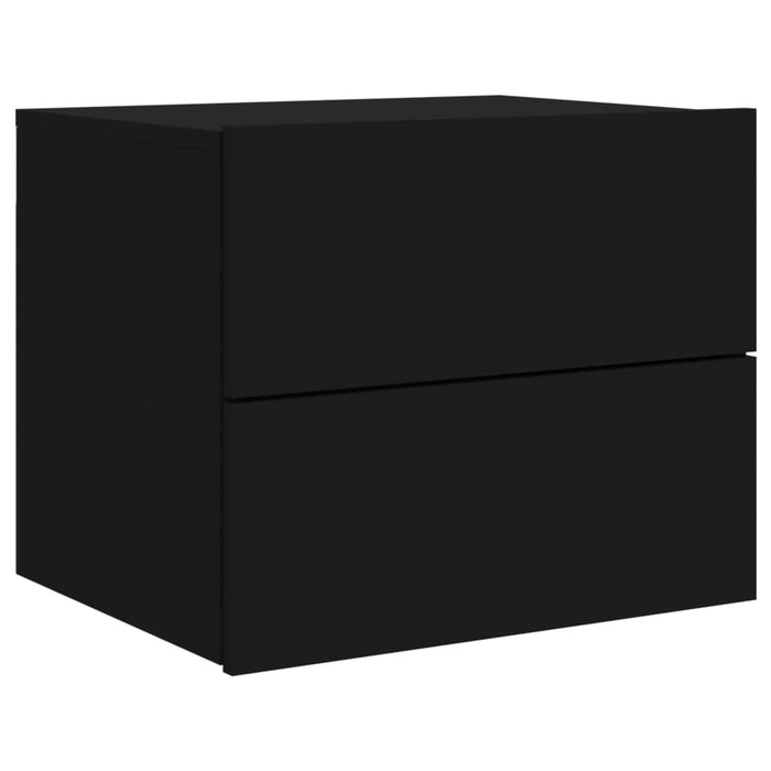 Wall-mounted Bedside Cabinet with LED Lights Black