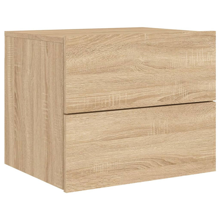 Wall-mounted Bedside Cabinets with LED Lights 2 pcs Sonoma Oak