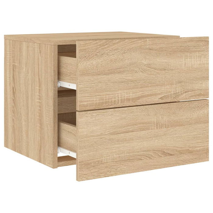 Wall-mounted Bedside Cabinets with LED Lights 2 pcs Sonoma Oak