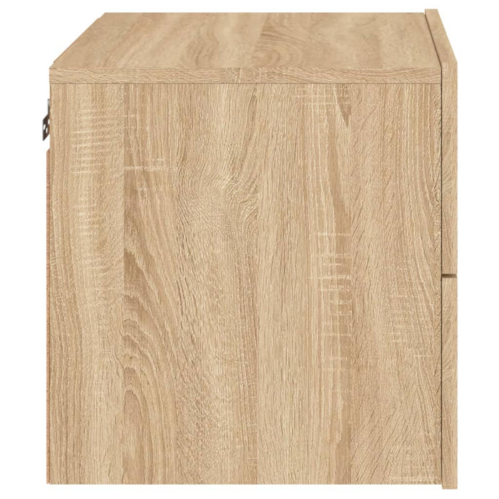 Wall-mounted Bedside Cabinets with LED Lights 2 pcs Sonoma Oak