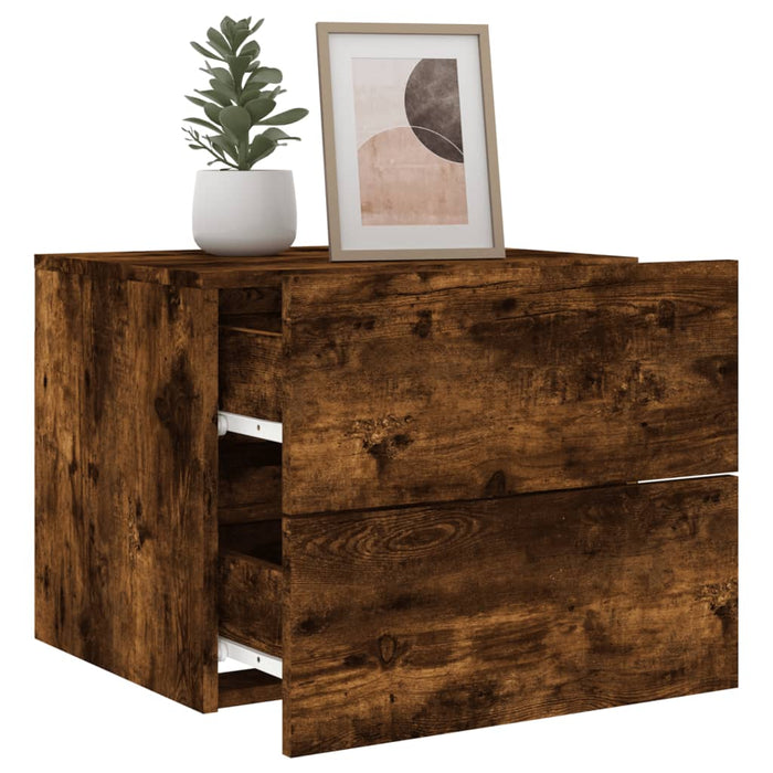 Wall-mounted Bedside Cabinets with LED Lights 2 pcs Smoked Oak