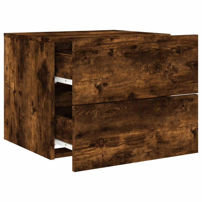 Wall-mounted Bedside Cabinets with LED Lights 2 pcs Smoked Oak