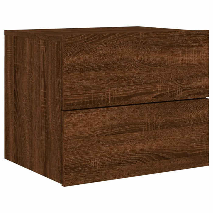 Wall-mounted Bedside Cabinets with LED Lights 2 pcs Brown Oak