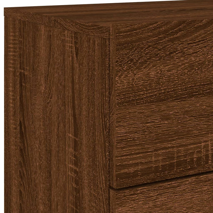 Wall-mounted Bedside Cabinets with LED Lights 2 pcs Brown Oak