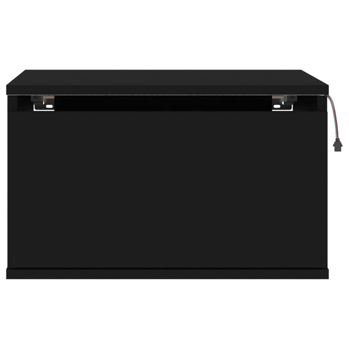 Wall-mounted Bedside Cabinets with LED Lights 2 pcs Black