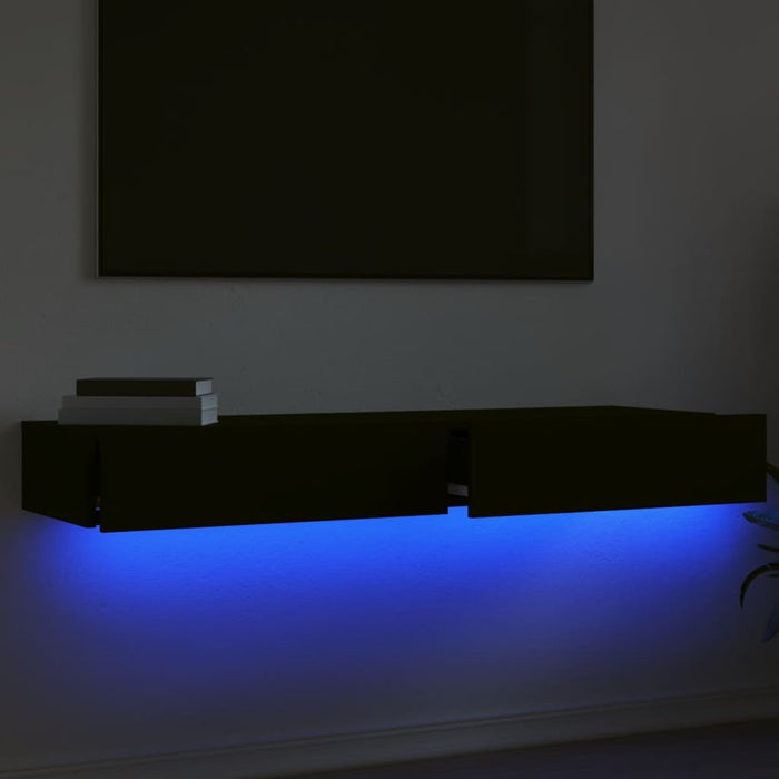 TV Cabinets with LED Lights 2 pcs Black 60x35x15.5 cm