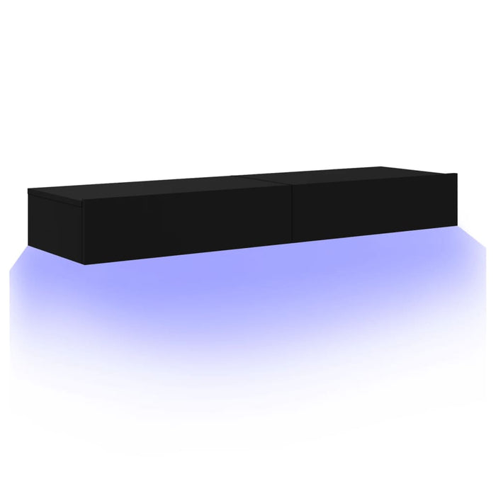 TV Cabinets with LED Lights 2 pcs Black 60x35x15.5 cm