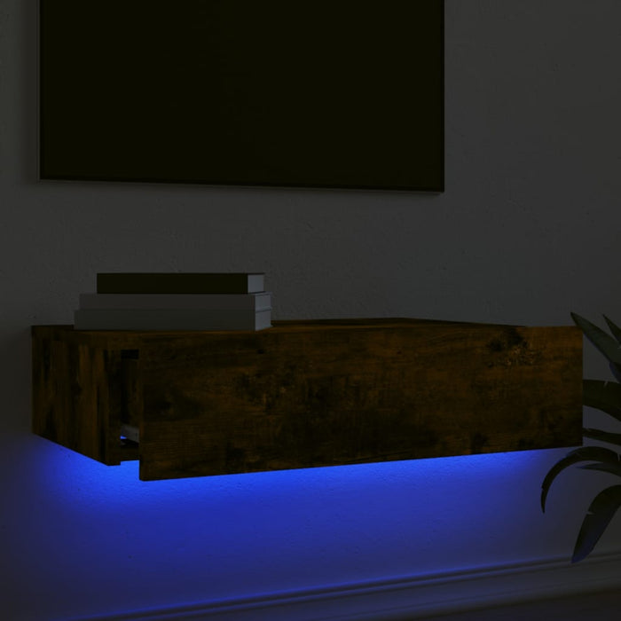 TV Cabinet with LED Lights Smoked Oak 60x35x15.5 cm