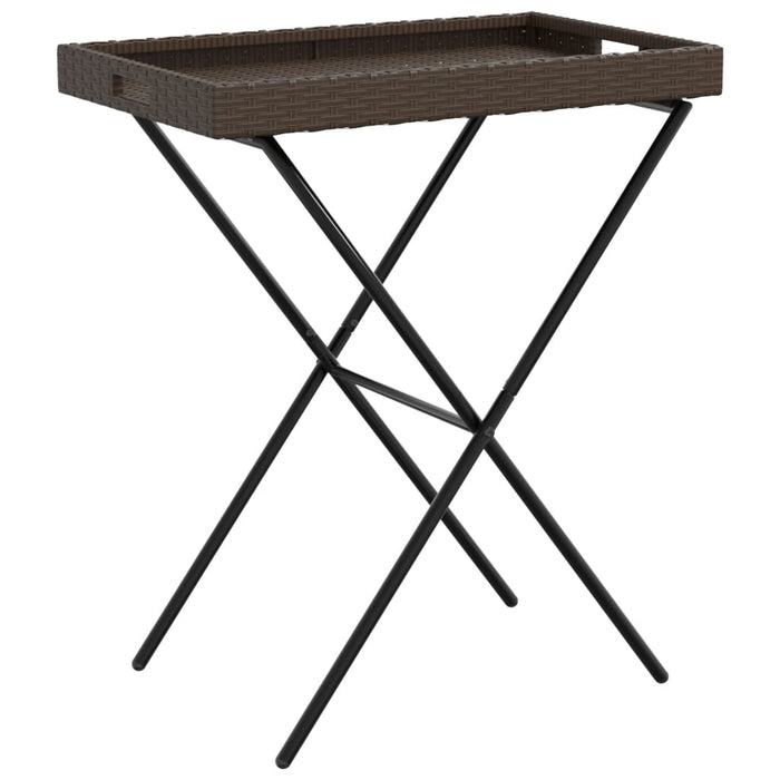 Folding Tray Table Brown 65x40x75 cm Poly Rattan