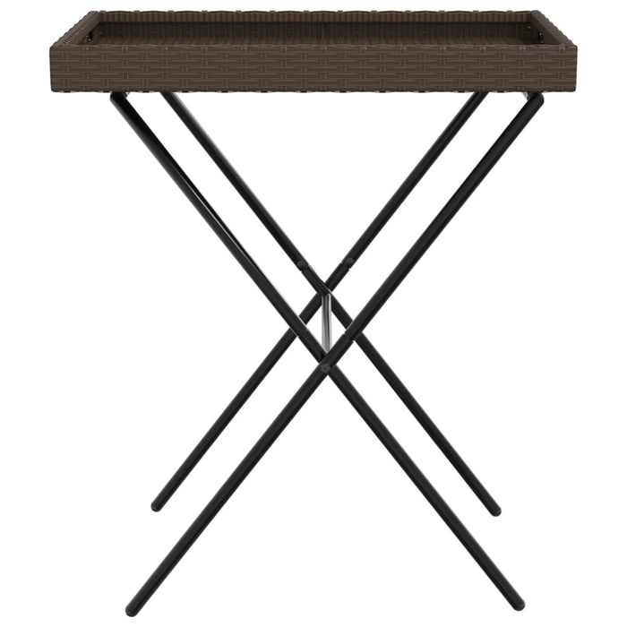 Folding Tray Table Brown 65x40x75 cm Poly Rattan