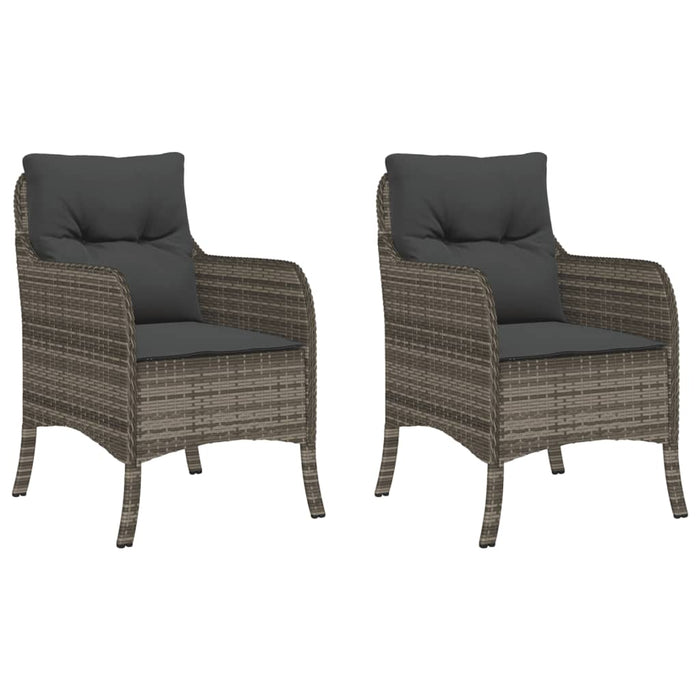 Garden Chairs with Cushions 2 pcs Grey Poly Rattan