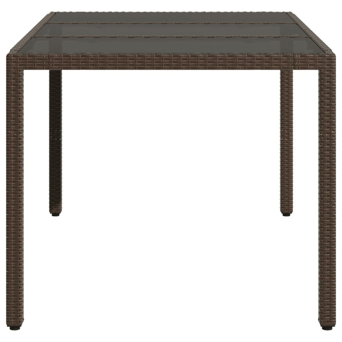 Garden Table with Glass Top Brown 150x90x75 cm Poly Rattan