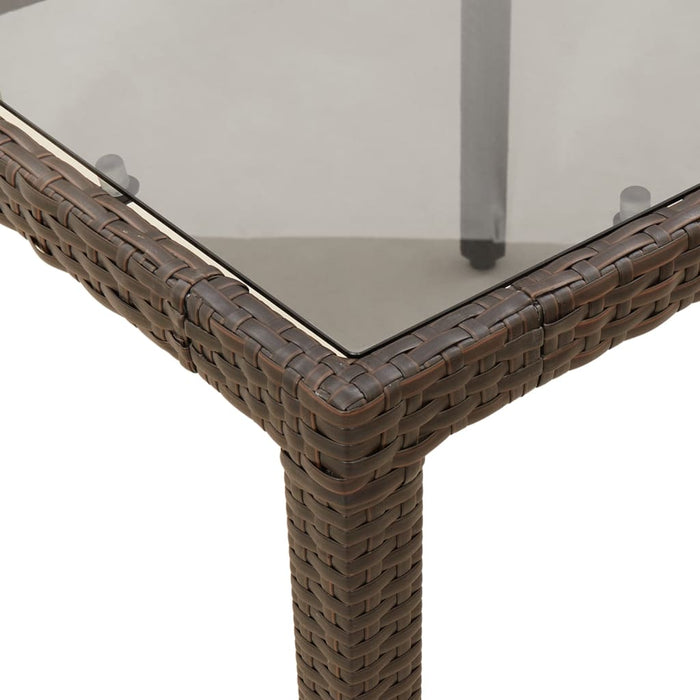 Garden Table with Glass Top Brown 190x90x75 cm Poly Rattan