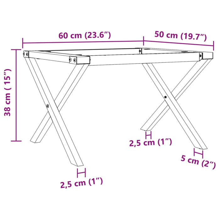 Coffee Table Legs X-Frame 60x50x38 cm Steel