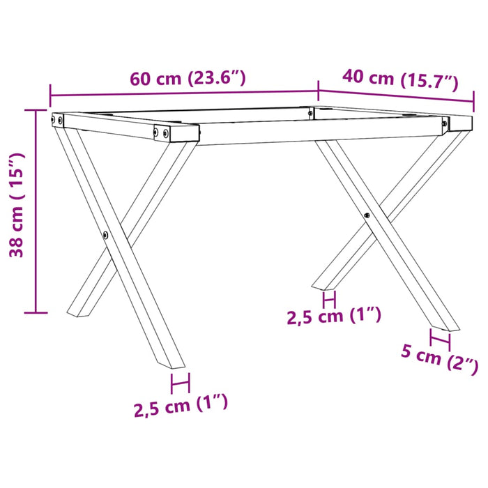 Coffee Table Legs X-Frame 60x40x38 cm Steel