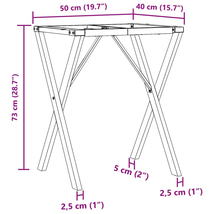 Dining Table Legs X-Frame 50x40x73 cm Steel