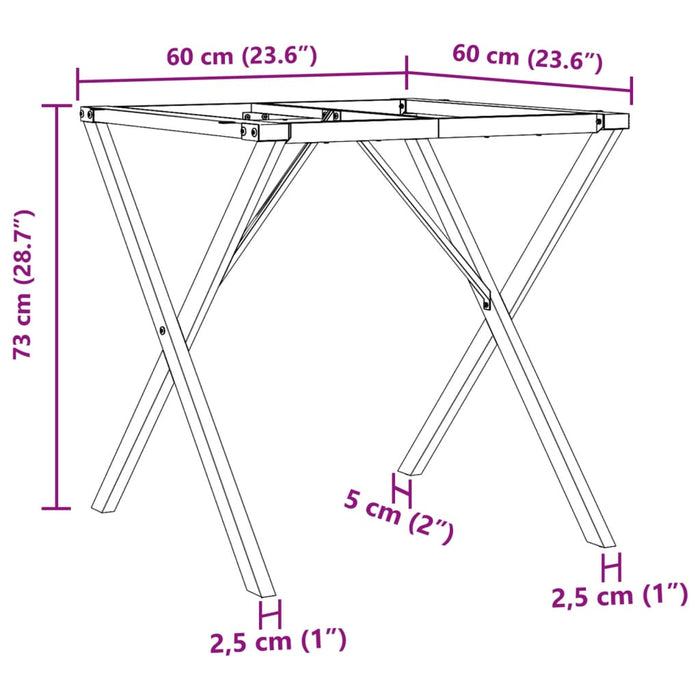 Dining Table Legs X-Frame 60x60x73 cm Steel