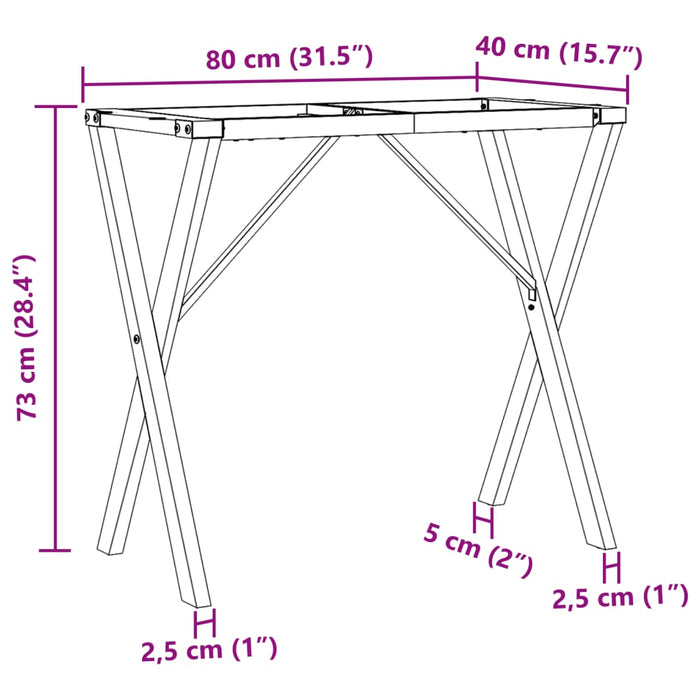 Dining Table Legs X-Frame 80x40x73 cm Steel