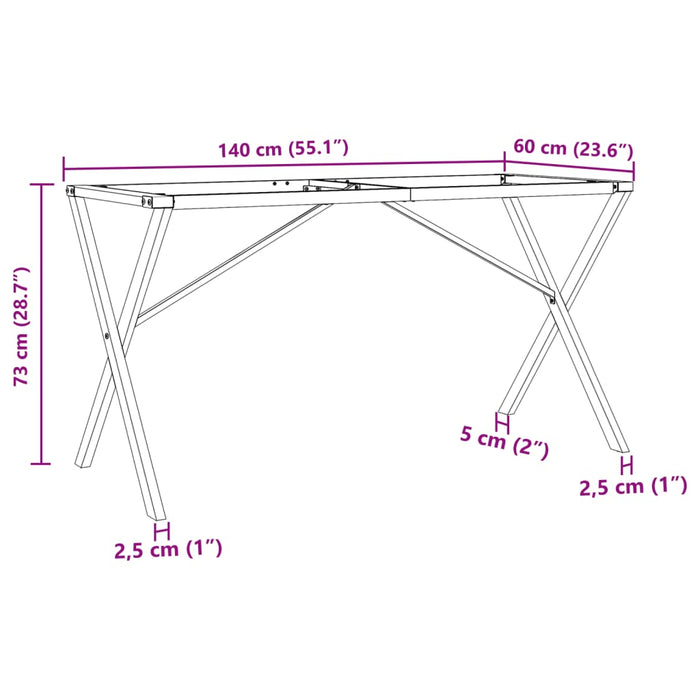 Dining Table Legs X-Frame 140x60x73 cm Steel