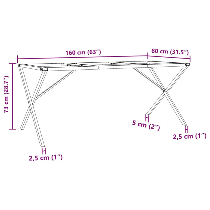 Dining Table Legs X-Frame 160x80x73 cm Steel