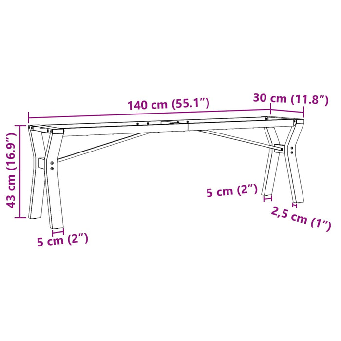 Coffee Table Legs Y-Frame 140x30x43 cm Steel