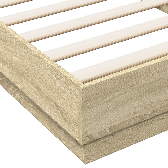 Bed Frame without Mattress with LED Lights Sonoma Oak 100x200 cm