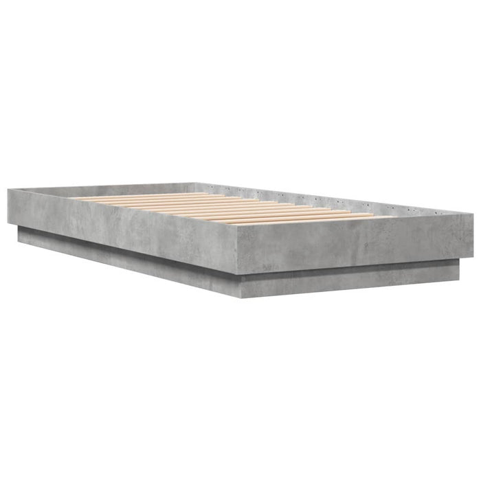 Bed Frame without Mattress with LED Lights Concrete Grey 100x200 cm