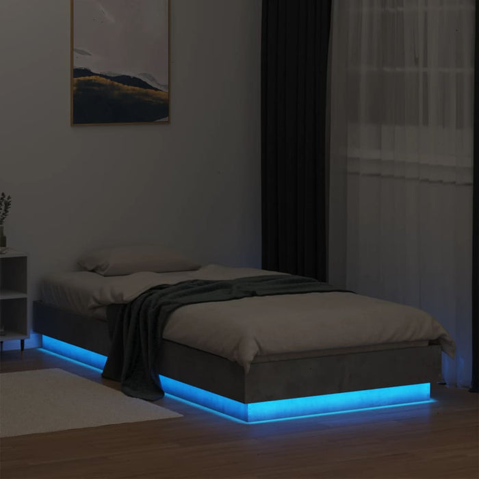 Bed Frame without Mattress with LED Lights Concrete Grey 100x200 cm