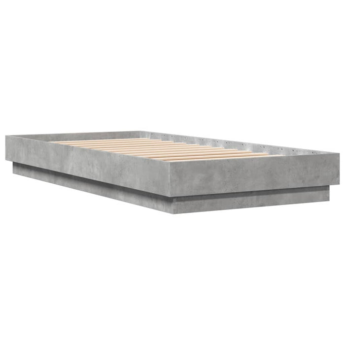 Bed Frame without Mattress with LED Lights Concrete Grey 100x200 cm