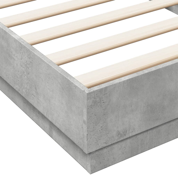 Bed Frame without Mattress with LED Lights Concrete Grey 100x200 cm