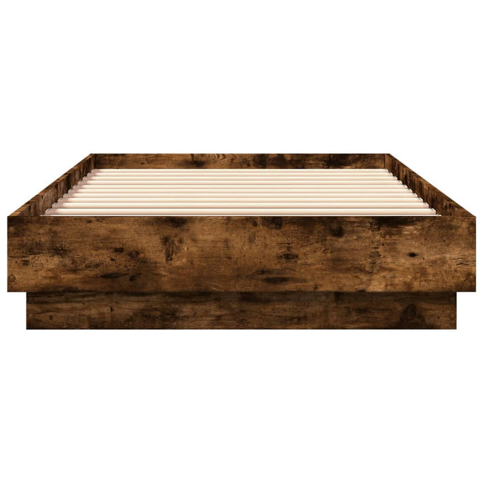 Bed Frame without Mattress with LED Lights Smoked Oak 100x200 cm