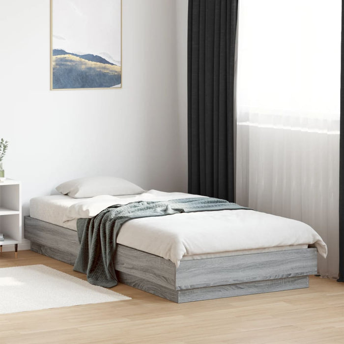 Bed Frame without Mattress with LED Lights Grey Sonoma 100x200 cm