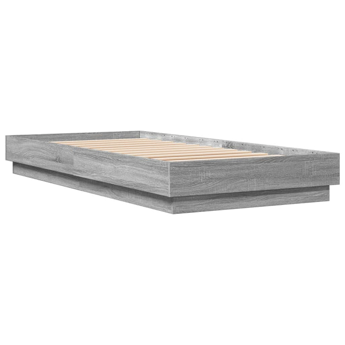 Bed Frame without Mattress with LED Lights Grey Sonoma 100x200 cm