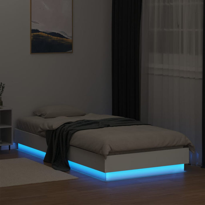 Bed Frame without Mattress with LED Lights White 90x200 cm