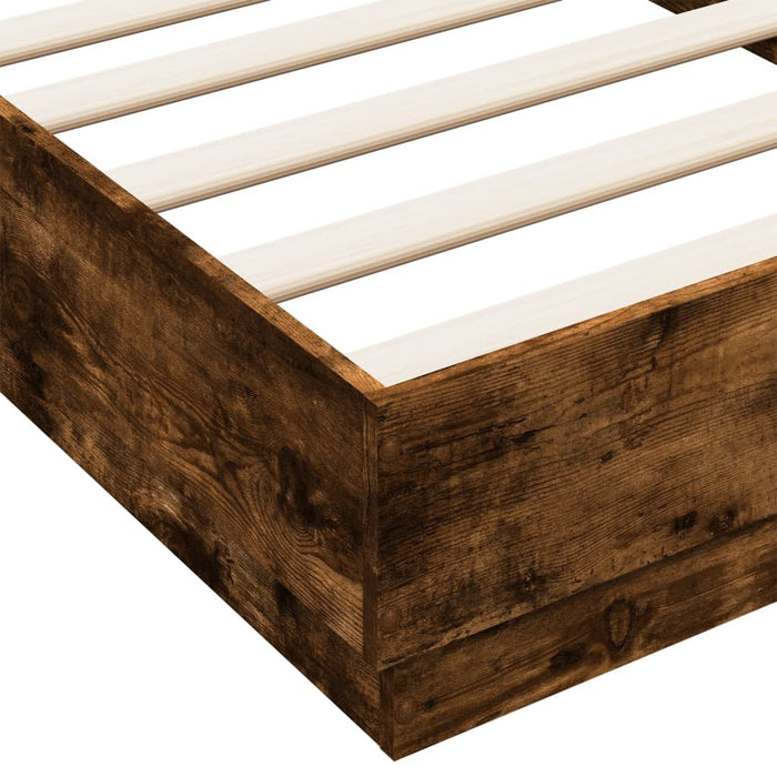 Bed Frame without Mattress with LED Lights Smoked Oak 90x190 cm Single